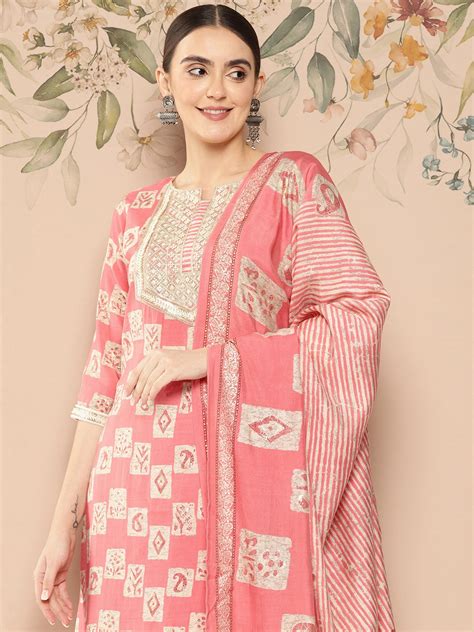 Libas Women Ethnic Motifs Yoke Design Kurta With Trousers And With Dupatta