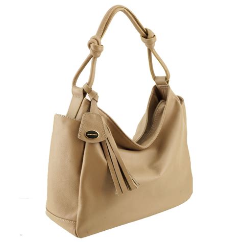 Bolsa De Couro Hobo Feminina Nude