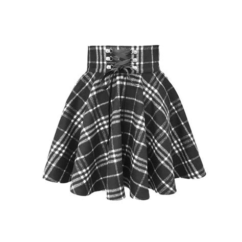 Gothic Harajuku Black White Lace Up Plaid Mini Skirt Rock N Doll