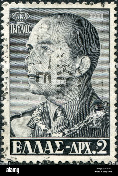 GREECE - CIRCA 1956: Postage stamps printed in Greece, shows King Paul I, circa 1956 Stock Photo ...