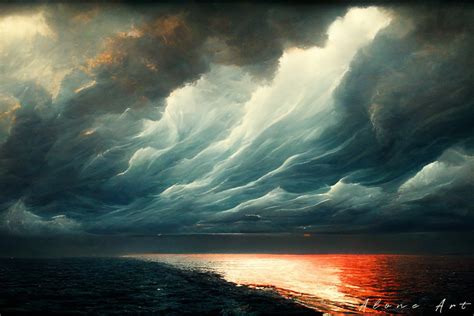 Dramatic Sky over Ocean Painting Graphic by Alone Art · Creative Fabrica