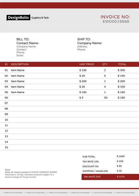 5 Free Business Invoice Design Template Samples In Ai Format