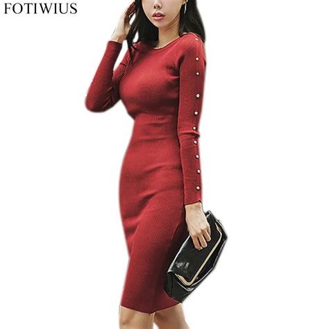 Autumn Winter Dresses Women Long Sleeve Sexy Slim Sheath Dress Bodycon