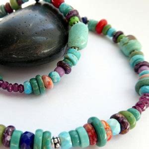 Multi Colored Gemstone Sterling Silver Necklace Colorful Southwestern