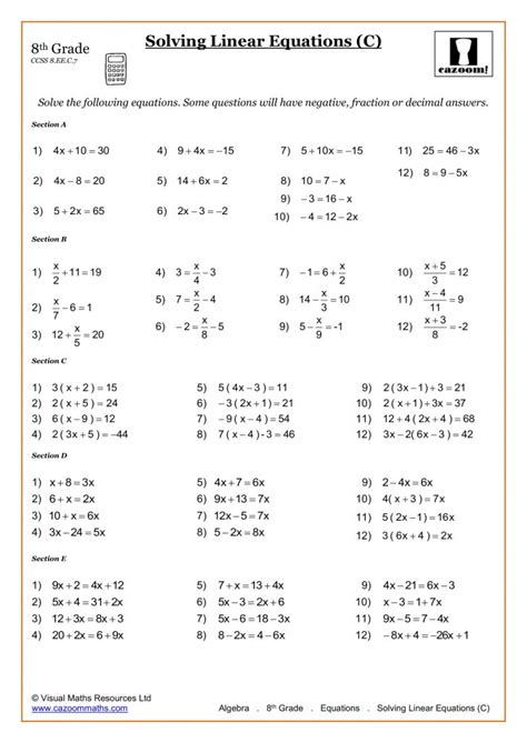 8th Grade Math Worksheets Printable Pdf Worksheets Times Tables