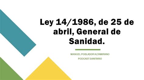 Ley General De Sanidad Youtube