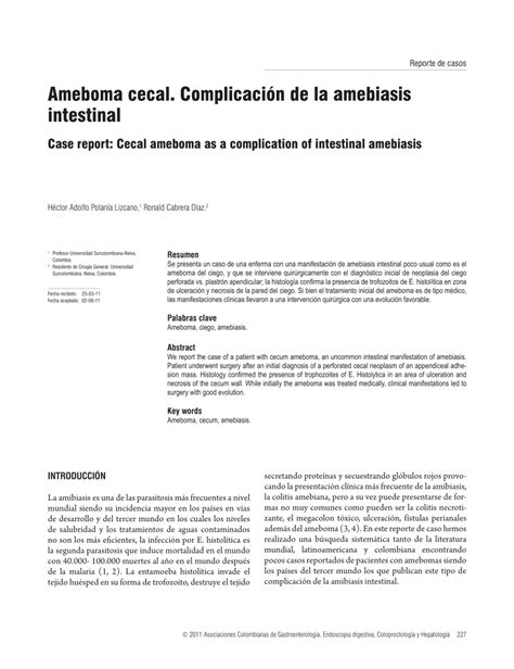 Pdf Case Report Cecal Ameboma As A Complication Of Intestinal Amebiasis