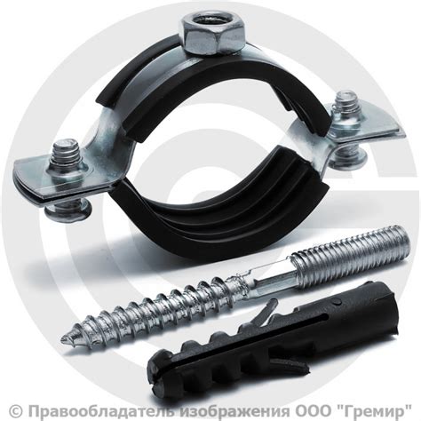 Хомут крепежный оцинкованный Ду-32 (Дн 38-43) (1 1/4") М8 с резиновой ...