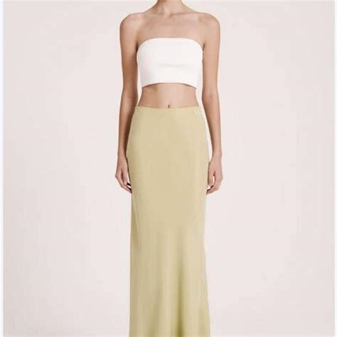 Brand New Nude Lucy Cupro Skirt In Lime Size S 8 Depop