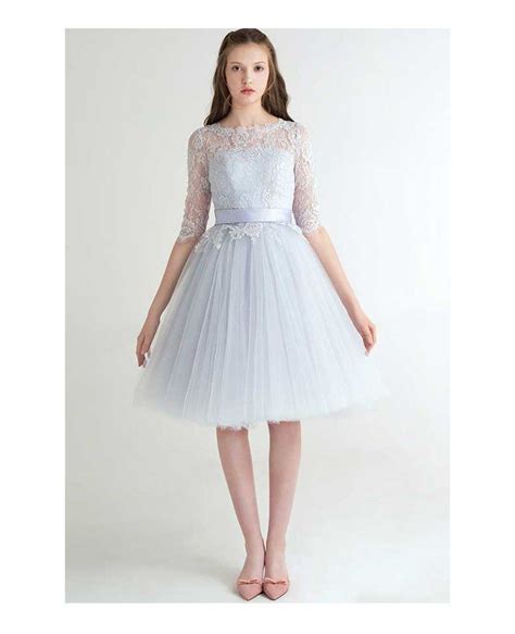 Lovely A Line Scoop Neck Short Tulle Dress With Appliques Lace Ty029