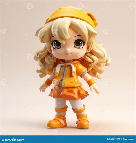 Blonde Haired Doll In Orange Coat Cute Cartoonish Design Stock Illustration Illustration Of