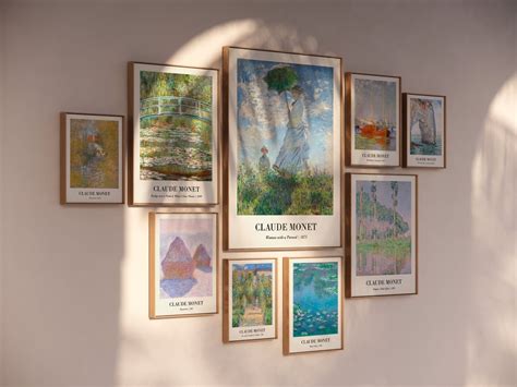 Monet Posters Set of 9 Claude Monet Wall Art Vintage Poster Neutral ...