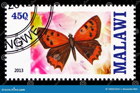 Postage Stamp Printed In Malawi Shows Lycaena Phlaeas Butterflies