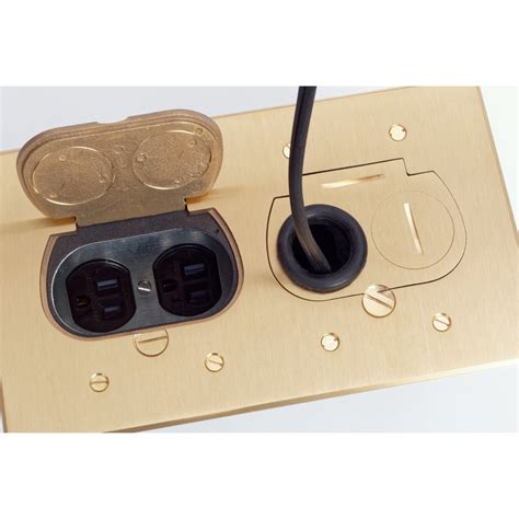 Lew Electric Rcfb 2 Concealed Plug Floor Box Two 15a Duplexes Brass