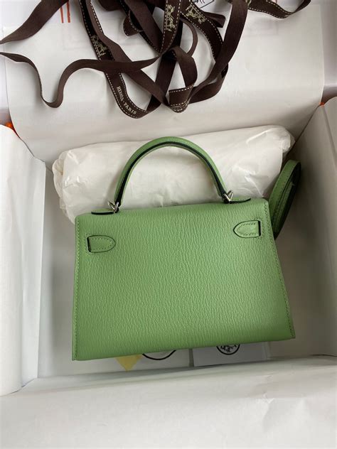 Replica Hermes Kelly Mini II Sellier Handmade Bag In Vert Criquet