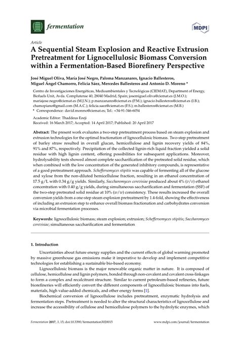 Pdf A Sequential Steam Explosion And Reactive Extrusion Pretreatment