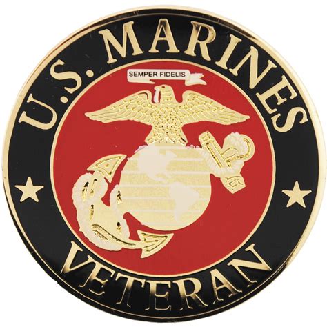 EE, Inc. US Marine Corps Veteran Logo Pin 1-1/2 Inches, Red, Large ...