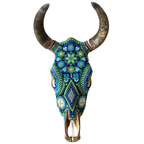 Beautiful Huichol Indian Beaded Cow Skull At 1stdibs Huichol Cow