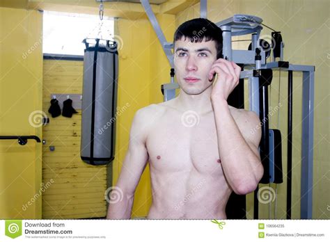 Guy With A Naked Torso In The Gym Stock Image Image Of Fashion Healthy