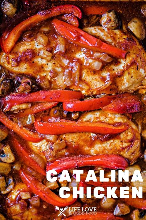 Catalina Chicken Braised With Onions Mushrooms And Red Bell Peppers