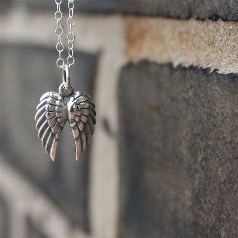 Angel Wings Necklace Sterling Silver Double Angel Wing Charm