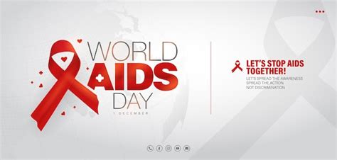 Premium Vector World Aids Day Banner With Red Silk Awareness Ribbon