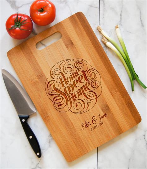 Personalized Cutting Board with handle, Engraved cutting board, Bamboo ...