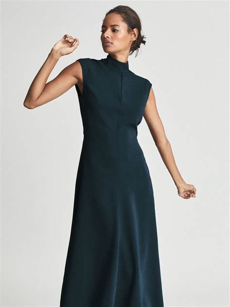 Reiss Livvy Open Back Midi Dress In Teal Ebay