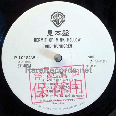 Todd Rundgren The Hermit Of Mink Hollow 1978 Japan White Label