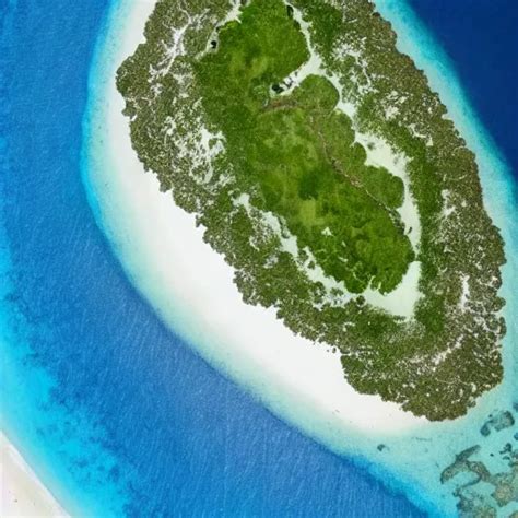 Satellite Imagery Of A Maldives Island Shaped Like A Stable Diffusion