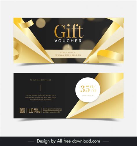 Gold Voucher Template Elegant Modern 3d Contrast Vectors Images Graphic