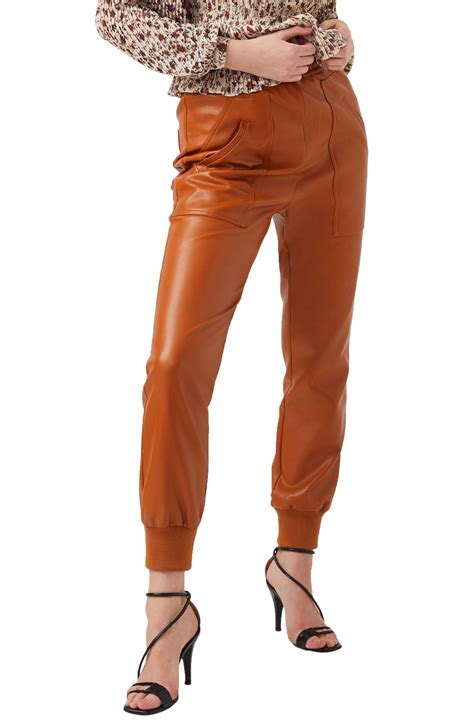 Buy French Connection Crolenda Faux Leather Joggers In Glazed Ginger At