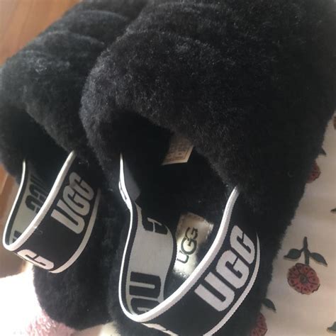 Ugg fur slides size 7! These are so cute and never... - Depop