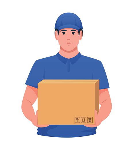 Delivery Man Holding Delivery Box 43848461 Png