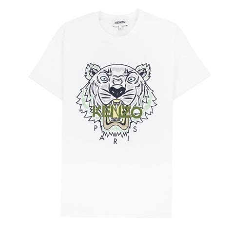 Kenzo Icon Tiger T Shirt Whitegreen Onu