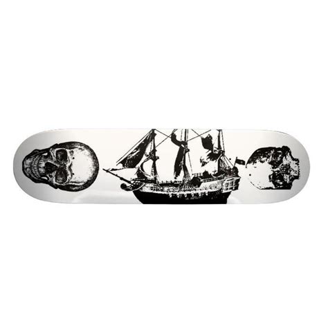 Pirate Ship With 2 Skulls Facing Out Skateboard Zazzle Skull Face