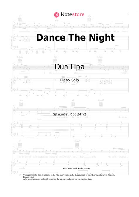 Dance The Night Piano Sheet Music Dua Lipa In Note Pianosolo Sku Pso0114772