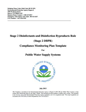 Fillable Online Epa Stage 2 DBPR Compliance Monitoring Plan Template