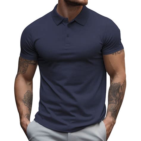 B91xz Mens Golf Polo Shirt Short Sleeve Polo Shirts Casual Slim Fit Solid Soft Cotton Pocket