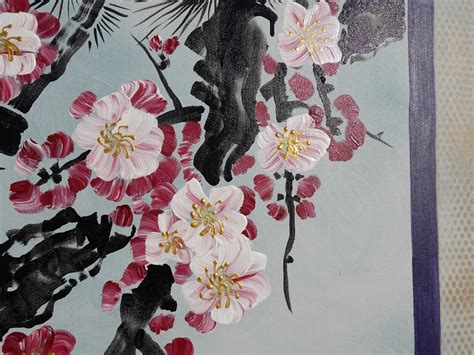 Japan Art Cherry Blossom And Love Birds Japanese Style Painting J175