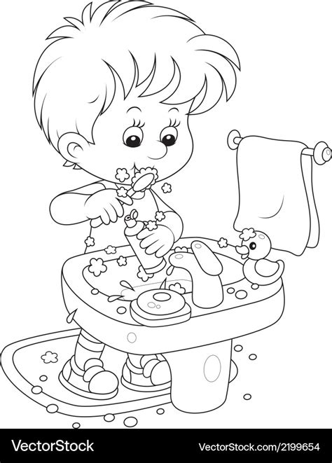 Child brushing his teeth Royalty Free Vector Image