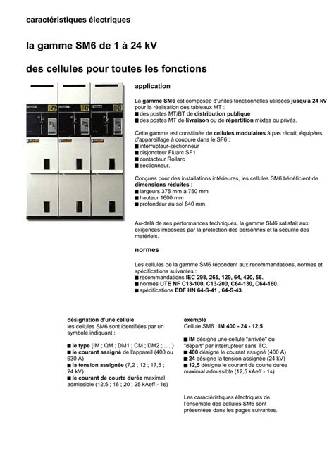 la gamme SM6 de 1 à 24 kV des cellules pour toutes les fonctions