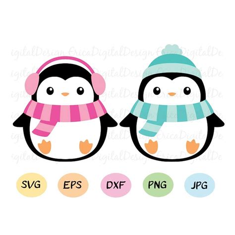 Cute Penguins Svg Cut File Kawaii Penguin Vector Cutting Fil Inspire