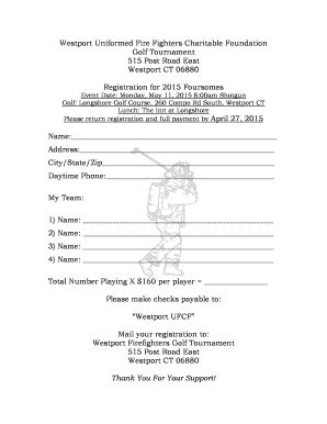 Fillable Online Golfer Registration Form Pdf Westport Firefighters