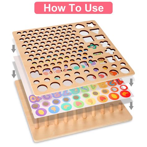 Wooden Peg Board Number Puzzle Montessori Toy Magnetic Fishing Game For