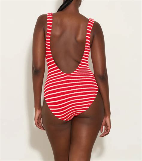 Hunza G Square Neck Swimsuit Red White Monkees Of Mount Pleasant