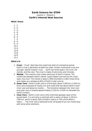 Earth Science Quarter 2 Module 6 Earth Science For STEM Quarter 2