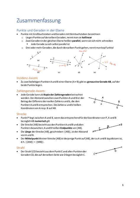 Didaktik Der Geometrie Zusammenfassung Zusammenfassung Punkte Und