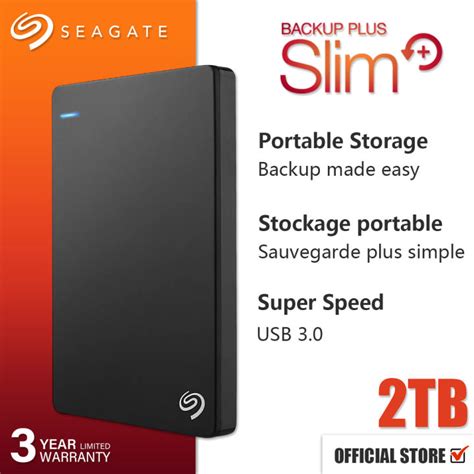 Seagate Backup Plus Slim 1TB 2TB External Hard Drive Enclosure USB 3.0 ...