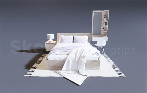 9032. Free Sketchup Bed Model Download